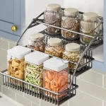 Étagère à épices extractible à 3 niveaux en acier au carbone, grande capacité, antirouille, armoire extractible, gain de place, forte charge