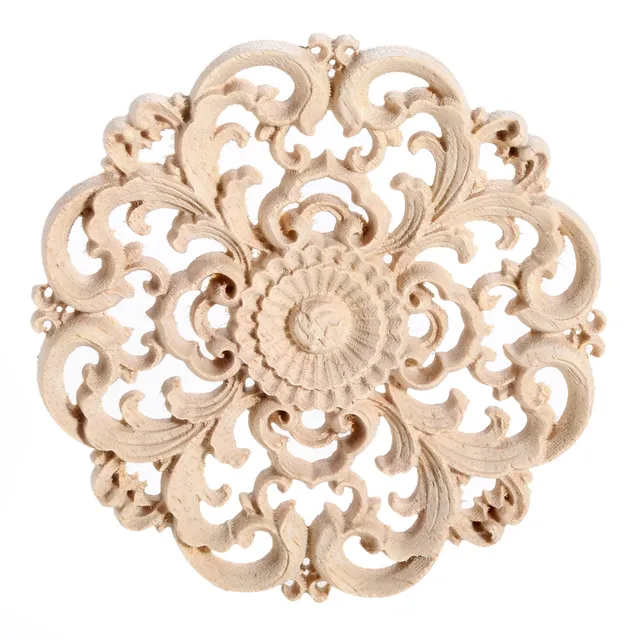 Applique sculptée en bois à motif de fleurs rondes non… – vue 2