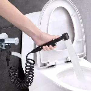 HOShower-Pistolet de pulvérisation de toilette, tuyau de tuyau de toilette, ressort télescopique, tube noir et blanc, fil de téléphone, immunisation, fournitures HOSupplies