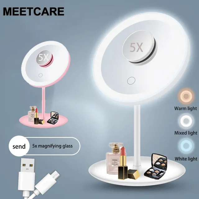 Miroir de maquillage LED ﻿ Miroir de vanité USB détachable