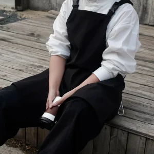 Tablier imperméable de Chef de cuisine de Restaurant avec poches et conception fendue sur le devant pour hommes et femmes, tablier de travail de serveur pour café de Salon Tablier imperméable de Chef de cuisine de Restaurant avec poches et conception fendue sur le devant pour hommes et femmes, tablier de travail de serveur pour café de Salon