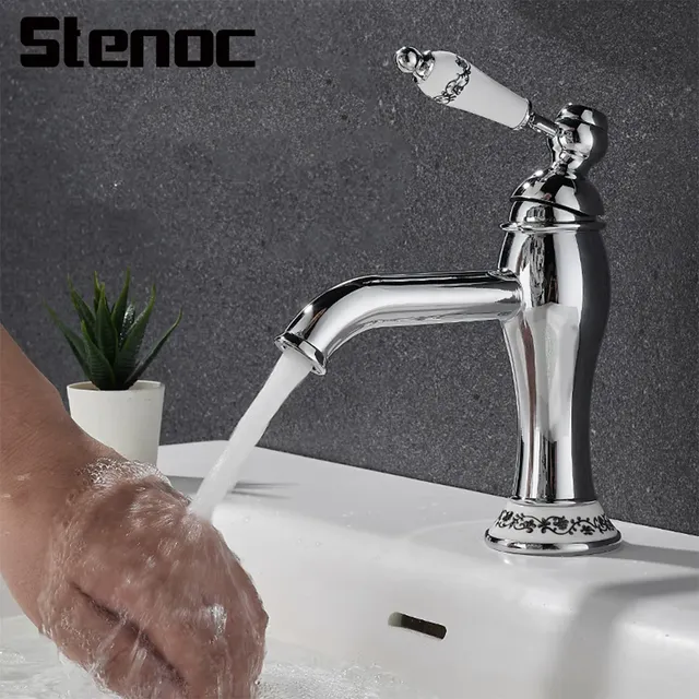 Robinet de lavabo à trou unique en laiton chromé rétro – vue 2