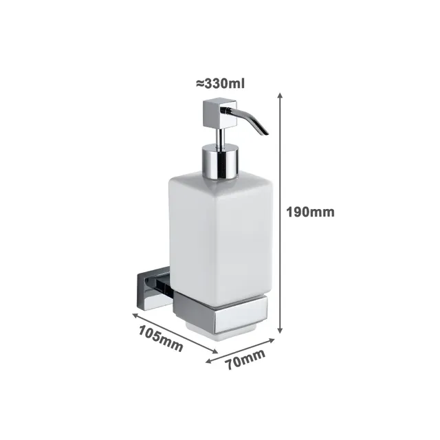 Distributeur savon mural céramique pompe chromée support… – vue 6