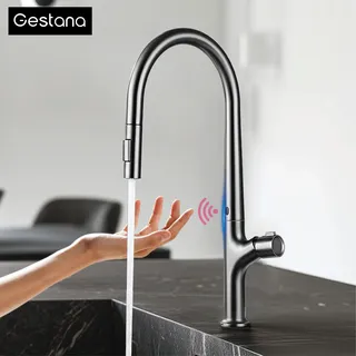 Robinet de cuisine extractible gris pistolet de style moderne avec 1…