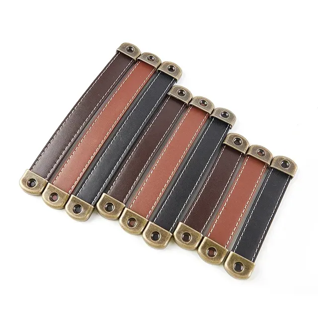 Poignée meuble cuir vachette marron cognac noir… – vue 2