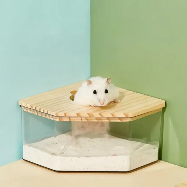 Bac sable hamster transparent acrylique couvercle bois… – vue 2