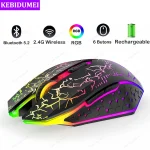 Souris sans fil Bluetooth 5.2 RGB 2.4G, double Mode, pour jeu, 6 boutons, silencieuse, pour MacBook, tablette, ordinateurs portables