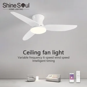Lampe de ventilateur de plafond LED intelligente, 3 feuilles, plancher bas, vent fort, faible bruit, 6 vitesses, télécommande chronométrée, application Simple, lampe de ventilateur domestique Lampe de ventilateur de plafond LED intelligente, 3 feuilles, plancher bas, vent fort, faible bruit, 6 vitesses, télécommande chronométrée, application Simple, lampe de ventilateur domestique