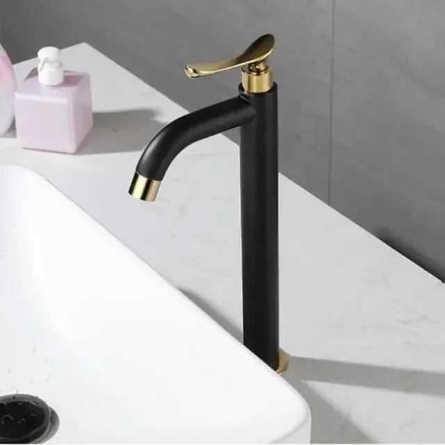 Mitigeur lavabo vasque monotrou poignée levier dorée… – vue 5