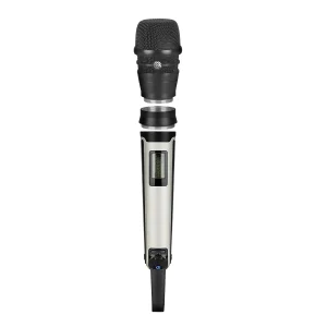 adaptateur microphone portable universel compatible Shure Sennheiser connexion filetage aluminium brossé argent noir affichage boutons ergonomique robuste scène spectacle adaptateur microphone portable universel compatible Shure Sennheiser connexion filetage aluminium brossé argent noir affichage boutons ergonomique robuste scène spectacle