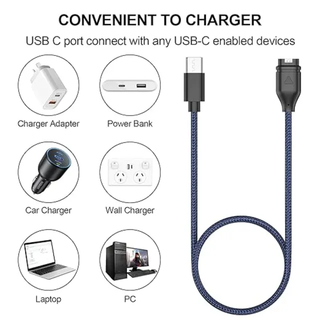 Câble charge magnétique USB C nylon tressé bleu marine… – vue 4