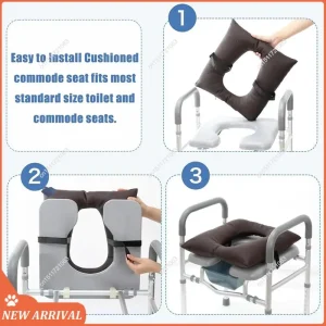 coussin siège toilette portable personnes âgées handicapés rembourrage mousse épaisse imperméable polyuréthane housse perforée découpe U sangles réglables coussin siège toilette portable personnes âgées handicapés rembourrage mousse épaisse imperméable polyuréthane housse perforée découpe U sangles réglables