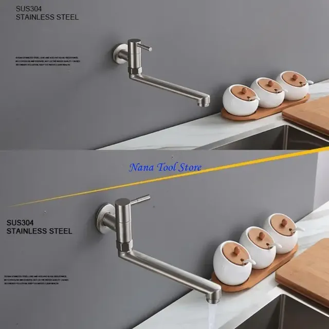 Mitigeur mural monocommande bec long pivotant inoxydable… – vue 3