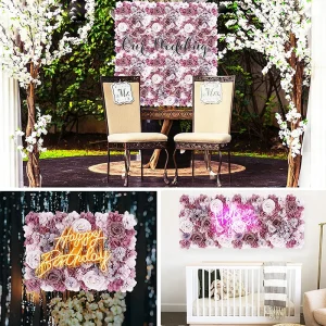 1/4/6 pièces panneaux muraux de fleurs 60*40cm 3D soie Rose florale décorative fausse fleur fond mural pour la décoration de la maison de mariage