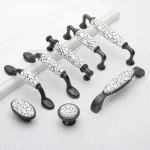 Bouton de cuisine en céramique moderne noir blanc poignées tiroir armoire meubles poignées de cuisine pour armoire bouton porte tiroir meubles