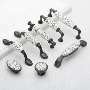 Bouton de cuisine en céramique moderne noir blanc poignées tiroir armoire meubles poignées de cuisine pour armoire bouton porte tiroir meubles