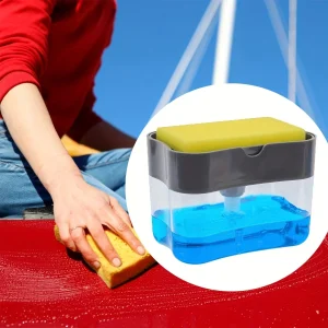 Distributeur de savon à vaisselle pour cuisine, distributeur de savon liquide, distributeur de savon de cuisine avec porte-éponge, distributeur de pompe à savon caddie à éponge Distributeur de savon à vaisselle pour cuisine, distributeur de savon liquide, distributeur de savon de cuisine avec porte-éponge, distributeur de pompe à savon caddie à éponge
