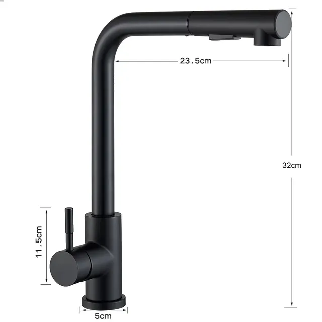 Robinet d'évier de cuisine extractible noir – vue 5