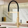 Robinet cuisine laiton or rose brossé mitigeur monotrou… – vue 3