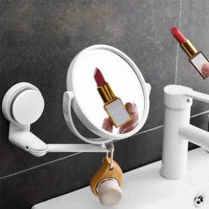 Miroir de salle de bain mural pliable sans poinçonnage, petit miroir de maquillage circulaire pour toilettes à domicile, dortoir d&rsquo;étudiants