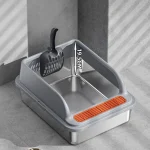 Zhengkai bassin à litière pour chat en acier inoxydable, clôture épaissie et surélevée pour empêcher les éclaboussures du bassin à litière pour chat