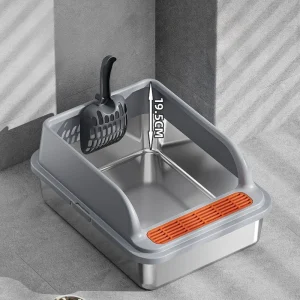 Zhengkai bassin à litière pour chat en acier inoxydable, clôture épaissie et surélevée pour empêcher les éclaboussures du bassin à litière pour chat Zhengkai bassin à litière pour chat en acier inoxydable, clôture épaissie et surélevée pour empêcher les éclaboussures du bassin à litière pour chat