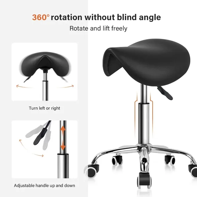 Saddle Rolling Stool With Wheels Hydraulic Swivel… – vue 6