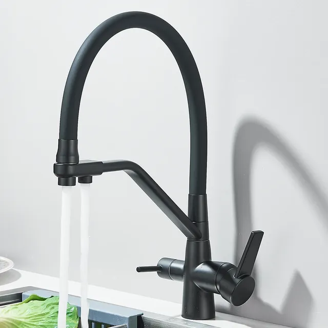 Mitigeur cuisine noir mat col cygne haut pivotant… – vue 2