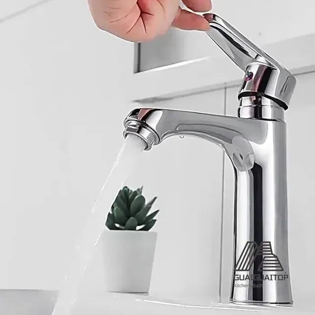 Mitigeur lavabo monocommande contemporain chrome poli… – vue 6