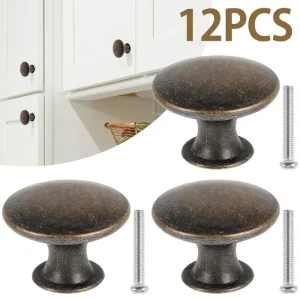 lot douze boutons meubles ronds tête plate col évasé bronze vieilli cuivre alliage robuste patiné vis inclus lot douze boutons meubles ronds tête plate col évasé bronze vieilli cuivre alliage robuste patiné vis inclus