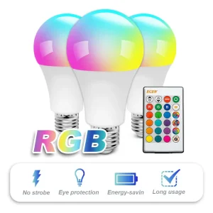 E27 RGB couleur télécommande ampoule LED chambre lumière intelligente ampoule variateur faible consommation d’énergie économie d’énergie 220V E27 RGB couleur télécommande ampoule LED chambre lumière intelligente ampoule variateur faible consommation d’énergie économie d’énergie 220V