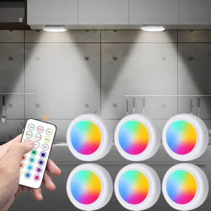 Lumières LED sous-meuble couleur rvb, batterie sans fil, télécommande, intensité variable, lampe de nuit pour garde-robe, chambre à coucher, cuisine Lumières LED sous-meuble couleur rvb, batterie sans fil, télécommande, intensité variable, lampe de nuit pour garde-robe, chambre à coucher, cuisine