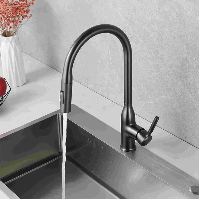 Nouveau robinet de cuisine gris à poignée unique – vue 2