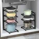 Organisateur de cuisine support réglable Pot armoire support étagères multicouche maison poêle support Pot bol supports de rangement livraison directe