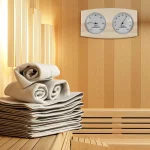 thermomètre hygromètre sauna mural bois mécanique sans pile grands chiffres lisibles résistant humidité chaleur vapeur spa hôtel
