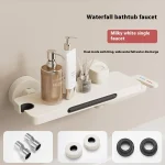 Robinet de baignoire mural, cascade d&rsquo;eau froide et chaude, pomme de douche, montage sur bord, salle de bains à domicile, mitigeur 2 en 1