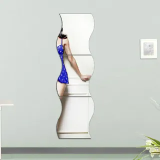 Autocollant miroir ondulé carrelage mural acrylique brillant argenté…