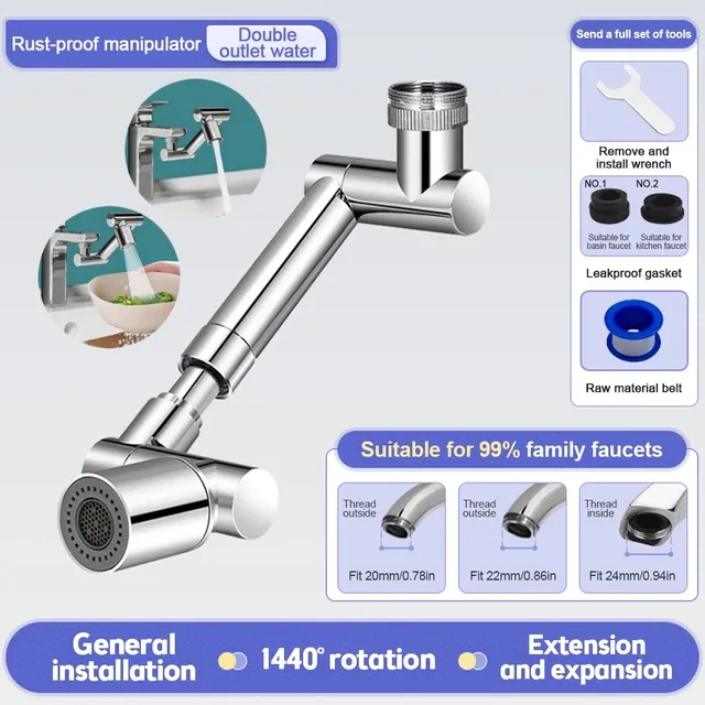 1440 ° Robinet de salle de bains rotatif et évolutif – vue 6