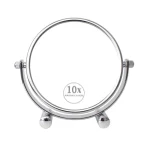 6‘’ Miroir de Maquillage Miroir Grossissant 1X/10X Forme Arrondie Double Face Rotation Réglable Piédestal de Rotation Vanité de Bureau de Maquillage