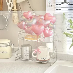 Support de rangement pour comptoir de cuisine, étagère à épices, panier de rangement polyvalent en fil de fer pour salle de bains, articles de toilette, organisateur de tasses Support de rangement pour comptoir de cuisine, étagère à épices, panier de rangement polyvalent en fil de fer pour salle de bains, articles de toilette, organisateur de tasses