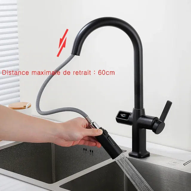 Mitigeur cuisine col cygne noir mat écran numérique… – vue 5