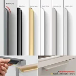 Poignées meubles invisibles encastrées minimalistes aluminium anodisé finition mate longueurs personnalisables 80mm 1200mm installation sans perçage adhésive montage caché