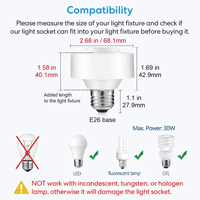 LoraTap Tuya WiFi support de lampe ampoule vie… – vue 5