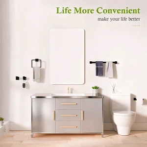 Ensemble d’accessoires de matériel de salle de bain, 5 pièces, barre à serviettes de bain, porte-serviettes mural en acier inoxydable pour toilettes de salle de bain Ensemble d’accessoires de matériel de salle de bain, 5 pièces, barre à serviettes de bain, porte-serviettes mural en acier inoxydable pour toilettes de salle de bain