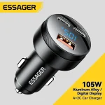 Essager 105W USB chargeur de voiture Charge rapide 4.0 QC4.0 QC3.0 QC SCP PPS PD USB Type C Charge rapide pour iPhone 14 15 Xiaomi téléphone