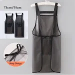 Tablier de cuisine imperméable, tablier de travail domestique en PVC résistant à l&rsquo;huile, tabliers de nettoyage transparents noirs anti-saleté