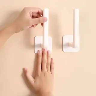 Support papier hygiénique adhésif mural plastique blanc minimaliste…