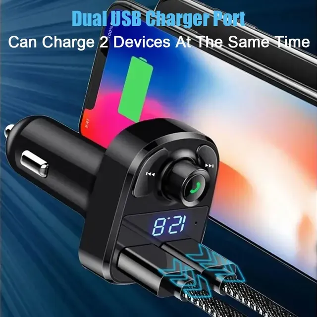 Chargeur de voiture transmetteur FM Bluetooth Audio… – vue 4