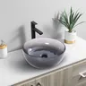 Vasque ronde verre fumé brillant courbes lisses rebord… – vue 5
