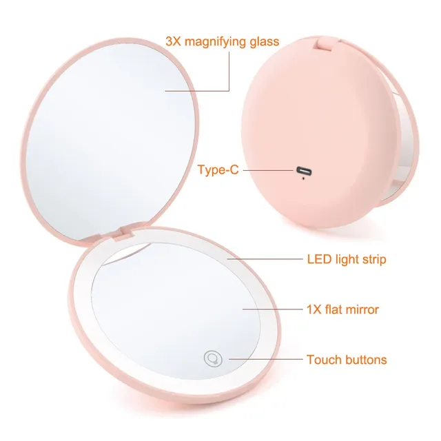 Miroir de maquillage de voyage éclairé par LED – vue 6